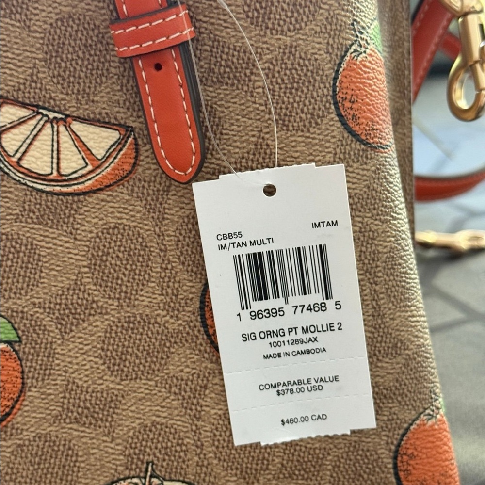 Coach Mollie Brown and Orange Women's Small Tote Bag - Picture 7 of 10